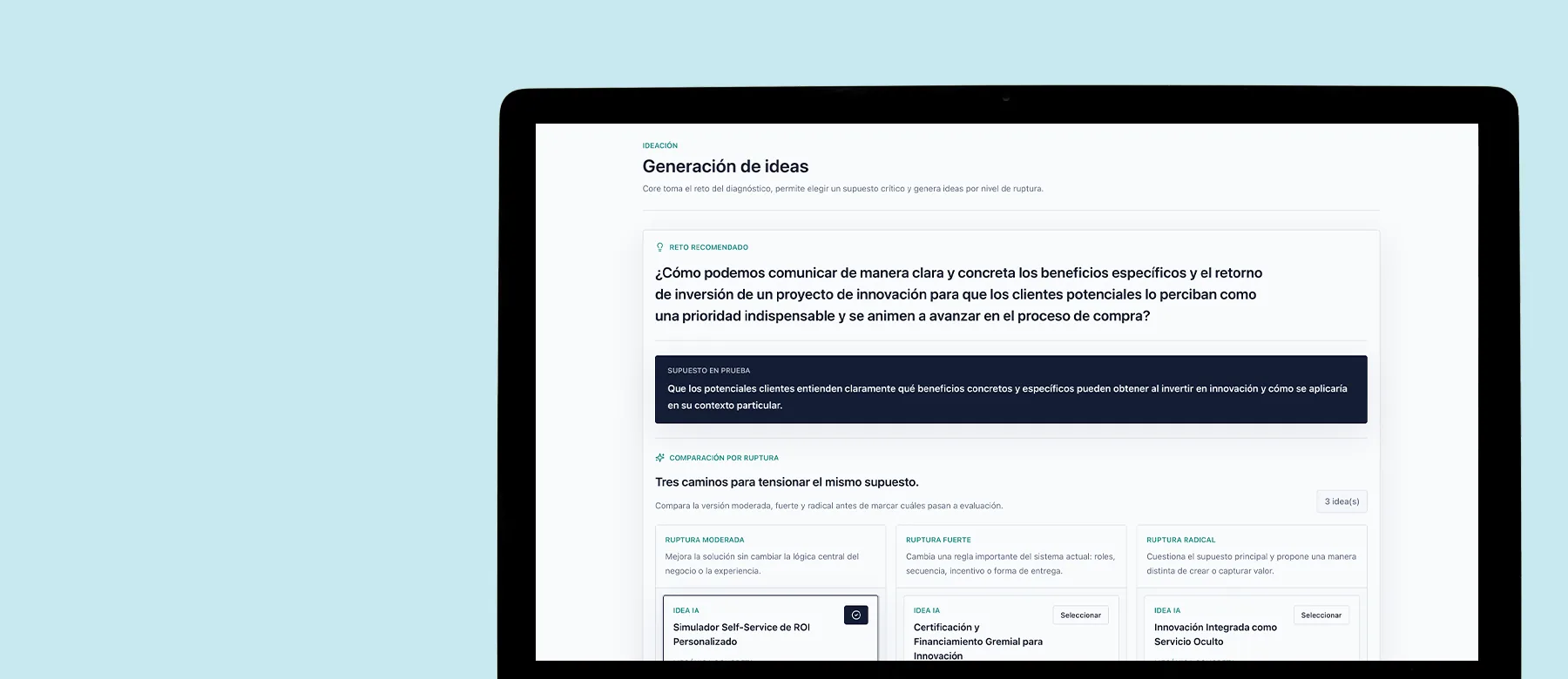 Fase de ideación de Dekanto para identificar y priorizar ideas de mayor impacto